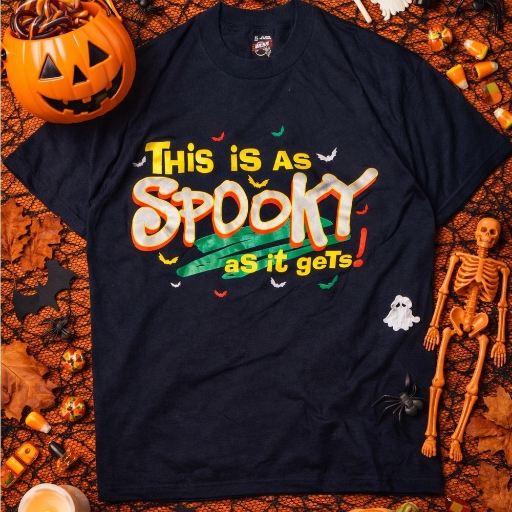 Vintage 90s Halloween T Shirt XL Single Stitch Spooky Graphic Black Tee
